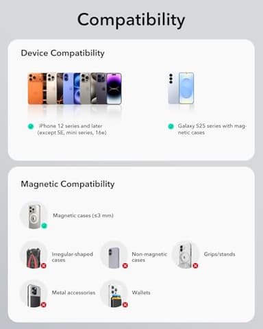 ESR for MagSafe Car Mount Charger, 15W Magnetic Wireless Car Charger, Compatible with MagSafe Car Charger, Air Vent/Dashboard Phone Holder Mount for iPhone 16/15/14/13/12, Fast Charging, Black - Image 9