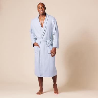 Amazon Essentials Men's Lightweight Waffle Bathrobe (Available in Big & Tall), Dusty Blue, XX-Large - Image 4