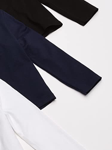 The Children's Place baby girls And Toddler Long Sleeve Basic Layering T-shirt T Shirt, Black/Tidal/White 3 Pack, 4T US - Image 3