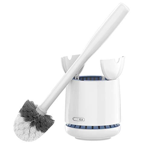 MR.SIGA Toilet Bowl Brush and Holder, Premium Quality, with Solid Handle and Durable Bristles for Bathroom Cleaning, White, 1 Pack - Image 1