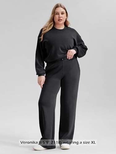 ODODOS Women's Modal Soft Wide Leg Pants with Pockets Adjustable Shockcord High Waist Casual Lounge Pants-27 Inseam, Black, Small - Image 5