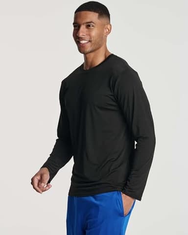Real Essentials 4 Pack: Mens Long Sleeve Dry Fit T Shirts Hiking Fishing Workout Gym Work Sun UPF 50 Wicking Running Tee, Set 7, Medium - Image 2
