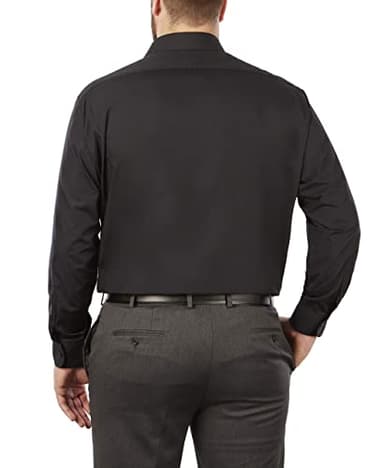Van Heusen Men's Fit Dress Shirt Poplin Solid (Big and Tall), Black, 18.5" Neck 34"-35" Sleeve - Image 2