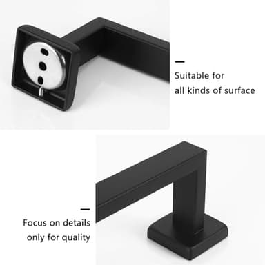 NearMoon Towel Bar, Bath Accessories Premium Thicken Stainless Steel Square Shower Towel Rack for Bathroom, Towel Holder Wall Mounted(1 Pack, Matte Black, 24 Inch) - Image 3