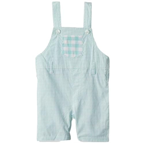 MUNKI MUNKI Baby Gingham Overalls, Blue & White, 12-18M - Image 1