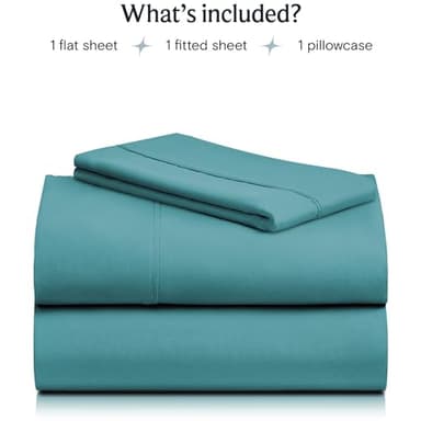 LuxClub Twin XL Sheets - Soft Twin Bed Sheets for Boys and Girls, 3 PC Deep Pockets Wrinkle Free Kids Fitted Sheets Machine Washable Hotel Bedding Silky Soft - Teal Twin XL - Image 2