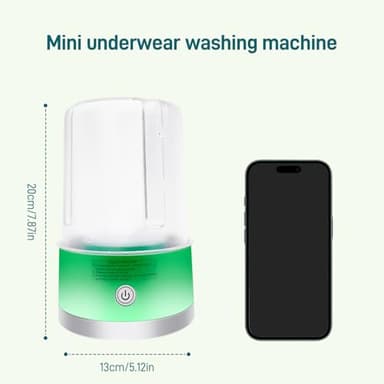 Underwear Washing Machine | 1L Portable Mini Washer Deep Cleaning of Underwear, Baby Small Clothes, Socks | Lightweight and Compact for Apartment, Dorm, Hotel, Travel, USB-C Rechargeable (Green) - Image 3