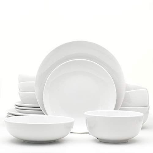 Euro Ceramica Essential Collection Porcelain Dinnerware and Serveware, 16 Piece Dinnerware Set, Service for 4, Classic White - Image 1
