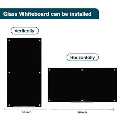 J&J worldwide Magnetic Black Glass Whiteboard 6' x 3', 70 x 35 Inches Large Frameless White Boards for Walls, Large Dry Erase Board for Office, Home, School - Image 3