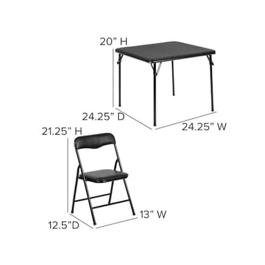 Flash Furniture Mindy Kids 5-Piece Folding Table and Chairs Set for Daycare and Classrooms, Children's Activity Table and Chairs Set, Black - Image 3