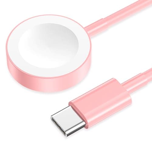 USB C for Watch Charger USB Magnetic Fast Charging Cable Portable Wireless Charging Compatible with Watch Series 10/9/8/7/6/5/4/3/2 Ultra 2/SE-Pink - Image 1