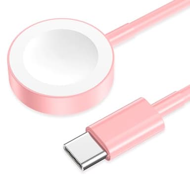 USB C for Watch Charger USB Magnetic Fast Charging Cable Portable Wireless Charging Compatible with Watch Series 10/9/8/7/6/5/4/3/2 Ultra 2/SE-Pink - Image 1
