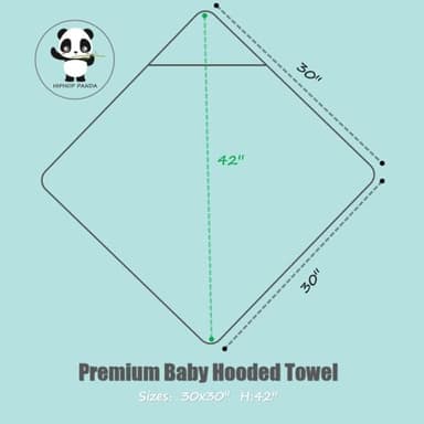 HIPHOP PANDA Hooded Towel - Rayon Made from Bamboo, Bath Towel with Bear Ears for Newborn, Babie, Toddler, Infant - Absorbent Large Baby Towel - Bear, 30 x 30 Inch - Image 5