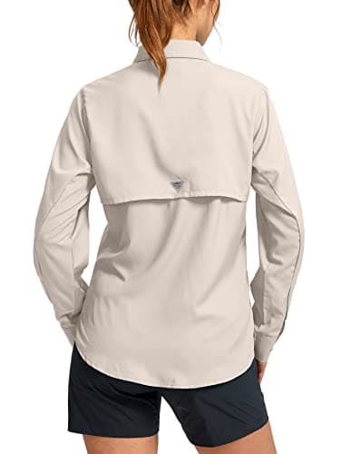 Womens Sun Protection Fishing Shirt with Zipper Pockets Lightweight SPF Long Sleeve Shirts for Hiking Safari - Image 2