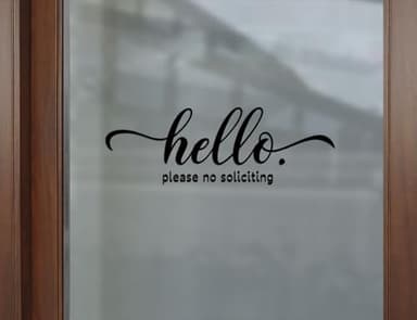 ZLKAPT Hello, No Soliciting Front Door Vinyl Decal -3.5X10" Polite Greeting and No Salesmen Sign (Black) - Image 3