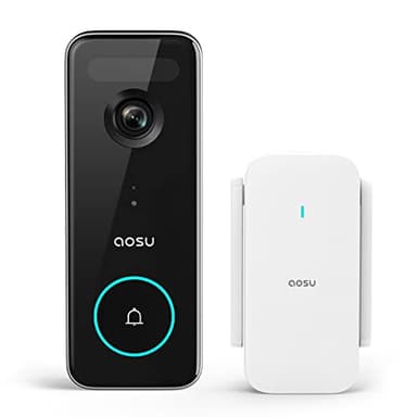 AOSU Doorbell Camera Wireless, 5MP Ultra HD, Support Local Storage, 2.4/5 GHz WiFi Video Doorbell with Homebase, Battery/Wired Powered, Work with Alexa & Google Assistant - Image 1
