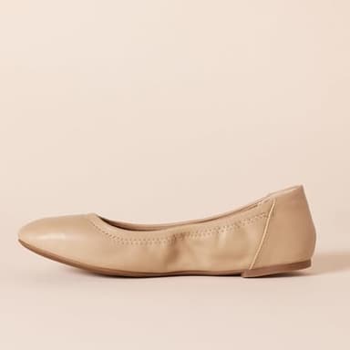 Amazon Essentials Women's Belice Slip On Ballet Flat, Beige, 9.5 Wide - Image 3