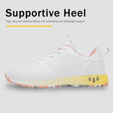 ULTIANT Women Golf Shoes Spikeless Waterproof Golf Sport Sneakers Size5-9.5(White_Pink,39) - Image 4