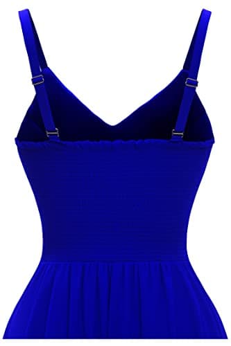 Ellames Women's 2025 Summer Dress Spaghetti Strap Cocktail Swing Beach Dresses V Neck Sundress Royal-Blue 2XL - Image 4