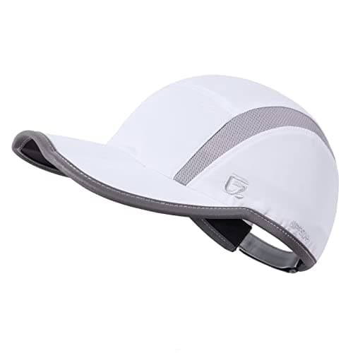 GADIEMKENSD Baseball Cap Nylon Running Outdoor Sports Hat for Men Woman Adjustable Quick Drying Reflective Foldable 50+ UPF Inhibit UV Mesh Water Repellency Race Performance Lightweight White - Image 1