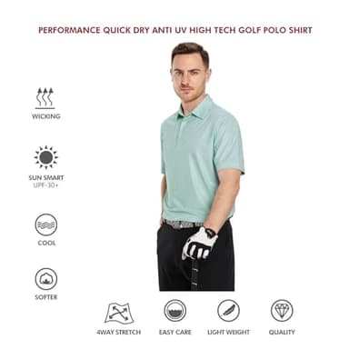 Men's Golf Shirts Dry Fit Short Sleeve Print Performance Moisture Wicking Patterned Polo Shirt for Men - Image 5