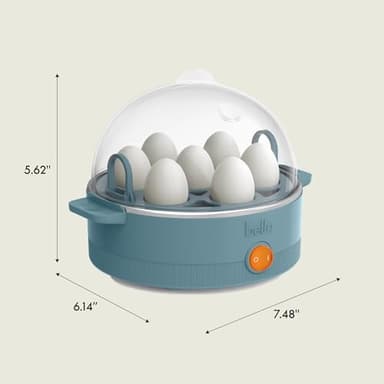 bella Electric Egg Cooker, 7 Eggs Capacity Tray, Single Stack, for Poached, Scrambled, Hard, Medium & Soft Boiled Eggs, Omelets and Steamed Dumplings, Auto Shutoff, 360 Watt, Surf - Image 8