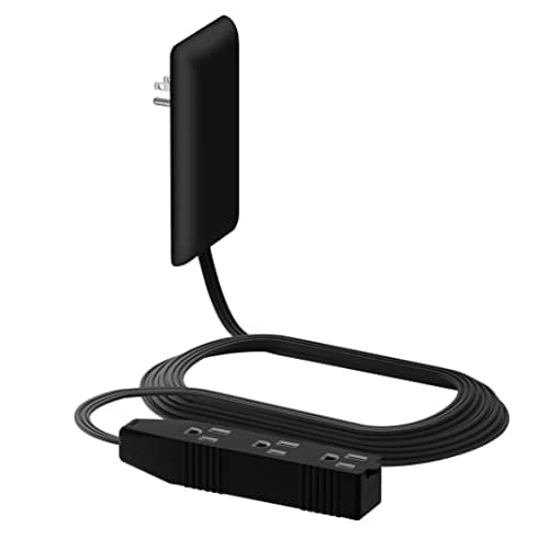 LIDER Flat-Face Outlet Extender with 3 Receptacles, Ultra-Thin Wall Plate Plug with Cord Extender and 3-Outlet Power Strip, 8ft Cord, LWE8-315-BK, ETL-Listed, Black - Image 1