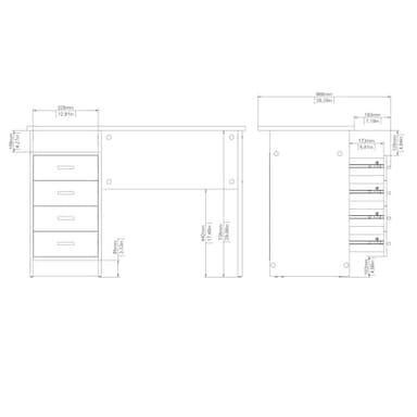 Tvilum 4-Drawer Desk, Modern White Office Writing Desk with Storage, Compact and Functional Desk for Home or Office - Image 9