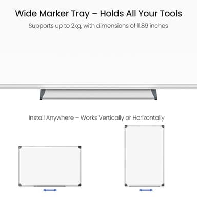 SCRIBANX Magnetic White Board for Wall, 36" x 24" Dry Erase Board Kit with 2 Magnetic Dry Erase Markers, 4 Magnets, Eraser, Pen Tray & Mounting Kit – White Board Dry Erase for Home, Office, School - Image 4