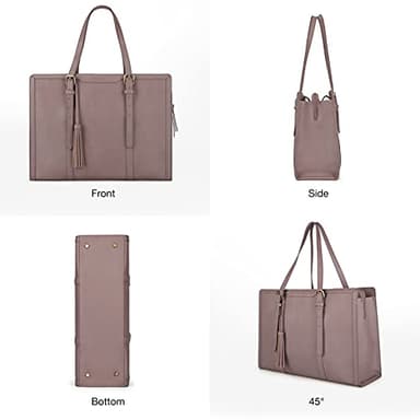 ECOSUSI Laptop Bag For Women 15.6 Inch Work Tote Bags PU Leather Computer Purse For Business Office With 3 Layer Compartments - Image 4