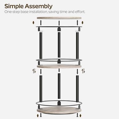 YATINEY 3-Tier Lazy Susan Organizer, Rotating Spice Rack, Spinning Organizer, Industrial Turntable Spice Rack Organizer for Cabinet, Kitchen Countertop, Greige and Black SR23BG - Image 5