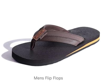 KuaiLu Men's Leather Flip Flops Arch Support Summer Beach Pool Water Thong Sandals Waterproof Rubber Walking Shoes Slip on Orthotic Casual Sport Cushioned Wide Slides Shower Slippers Brown Size 12 - Image 7
