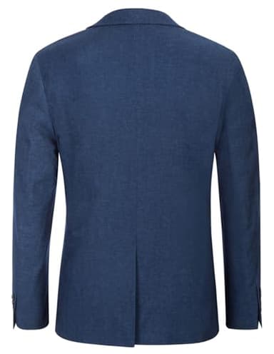 Men's Long Sleeve Knit Denim Sport Coat Blazer Premium Office Casual Business Stretch Suit Dress Jacket Denim Blue L - Image 7