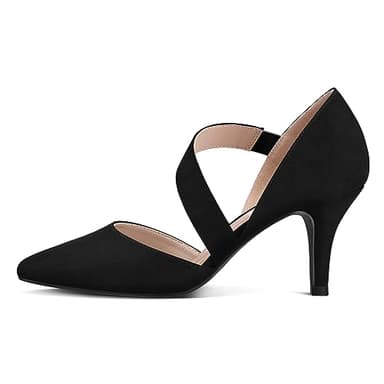 mysoft Women's Pointed Toe Low Stiletto Heel Dress Pumps Shoes - Available in Wide Sizes Black-Suede - Image 2