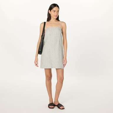 The Drop Women’s Seville Linen Mini Shift Dress, Whisper White/Black Stripe, M - Image 4
