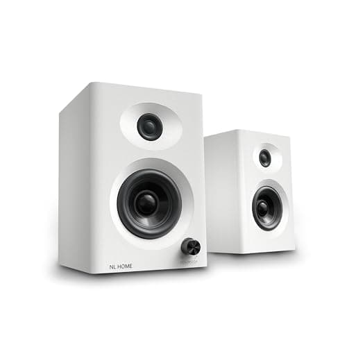 NL HOME PC Speakers for Desktop, 60W Max Output Compact Gaming Computer Speakers, Bluetooth 5.3/Aux-in Connectivity, Rich Bass Sound for Desktop, Laptop, Monitor - White - Image 1