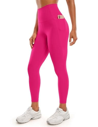 CRZ YOGA Womens Butterluxe Workout Leggings 25 Inches - High Waisted Gym Yoga Pants with Pockets Buttery Soft Granita Pink Small - Image 1