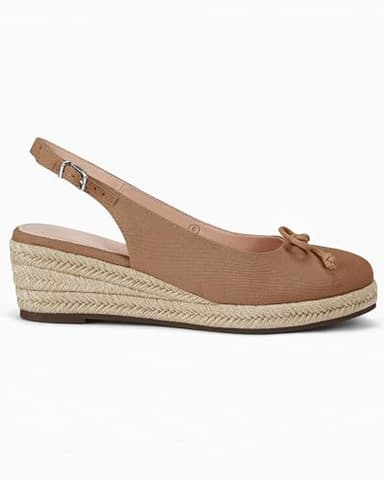 Coutgo Womens Closed Toe Espadrilles Wedges Shoes Platform Slingback Mid Low Heel Canvas Bow Dress Sandals, Coffee, Size 8.5 - Image 4