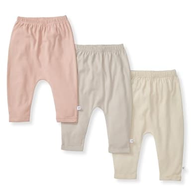 Burt's Bees Baby Knit Jogger Pants, Baby Sweatpants, 100% Organic Cotton Infant Bottoms, Pink Sand 3pk - Image 1