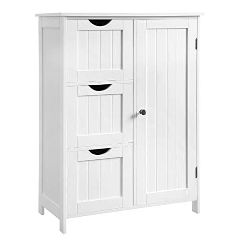 VASAGLE Bathroom Floor Storage Cabinet, Freestanding Bathroom Storage Unit with 3 Drawers, 1 Adjustable Shelf, 11.8 x 23.6 x 31.5 Inches, White UBBC49WT - Image 1