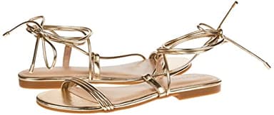 The Drop Women's Samantha Flat Strappy Lace-Up Sandal, Gold, 9.5 - Image 5