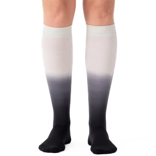 Comrad 3-Pack Nylon Knee High Socks - 15-20mmHg Graduated Compression Socks, (Black Ombre, Wide Calf Large) - Soft & Breathable Support Socks for Men, Pregnant Women, Nurses, Home, Work & Travel - Image 1