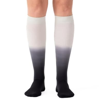 Comrad 3-Pack Nylon Knee High Socks - 15-20mmHg Graduated Compression Socks, (Black Ombre, Wide Calf Large) - Soft & Breathable Support Socks for Men, Pregnant Women, Nurses, Home, Work & Travel - Image 1