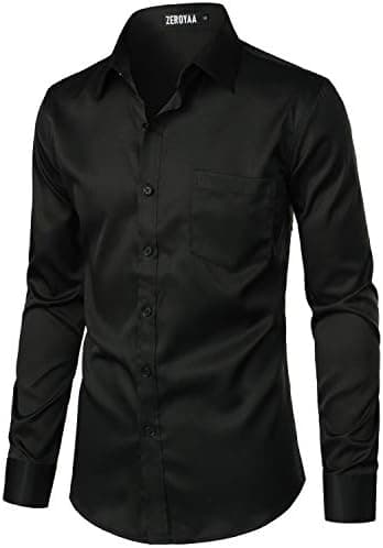 ZEROYAA Men's Urban Stylish Casual Business Slim Fit Long Sleeve Button Up Dress Shirt with Pocket - Image 4