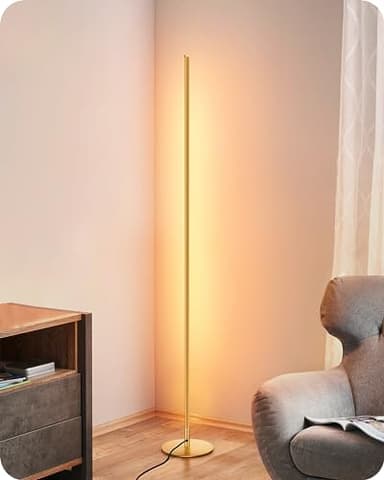 EDISHINE Floor Lamp, Remote Control & Foot Switch Floor Lamps for Living Room, 10%-100% Dimmable Standing Lamp with 7 Color Temperature, 57.5" Tall Corner Floor Lamp for Bedroom, Office, Gold - Image 1