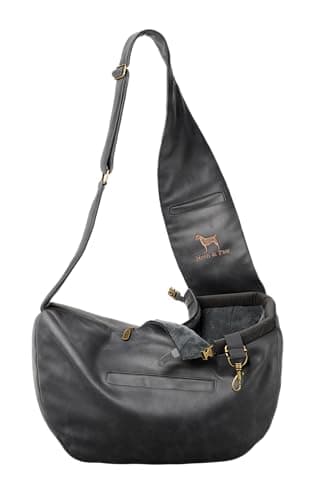 Noah & Paw Dog Sling Carrier for Small Dogs 5-18lb, Dog Sling for Small Dogs and Cats, Dog Carrier with Adjustable Padded Strap, Vegan Leather Lined with Fur, 3X Safety Features, Machine Washable - Image 1