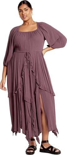 City Chic Women's Plus Size Dress ARZEL, Dusty Mauve - Image 1