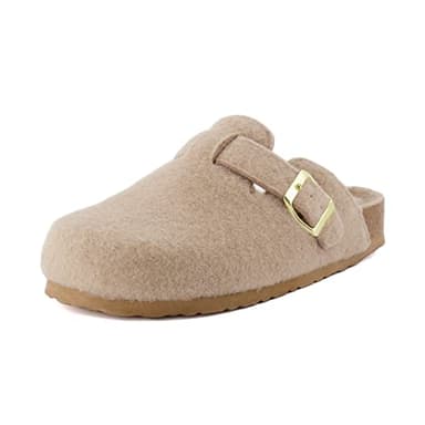 CUSHIONAIRE Hana Womens Clogs | Comfortable Vegan Suede Clogs for Women | Slip On Potato Shoes with Cork Footbed & Arch Support| Sand 7 - Image 1