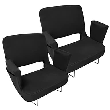 TOPSKY Stadium Seat with Back Support, Extra Wide 21.2”Width (Seat 19.5”), 3 Reclining Positions, Wide Bleacher Seats with 2 Hook, Picnic Seat (2pcs Black) - Image 1