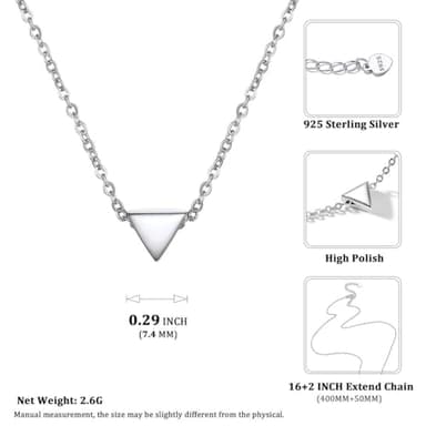 Hypoallergenic 925 Sterling Silver Tiny Pendant Necklace, Delicate Simple Geometric Triangle Necklaces for Women - Image 4